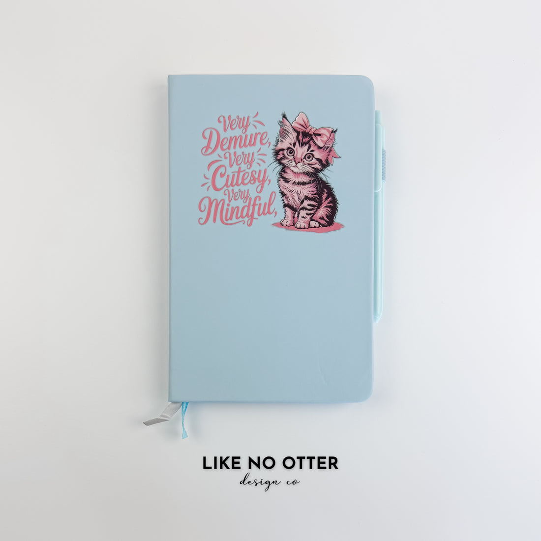 Light Blue Very Demure Very Cutesy Very Mindful Cat Lined Journal