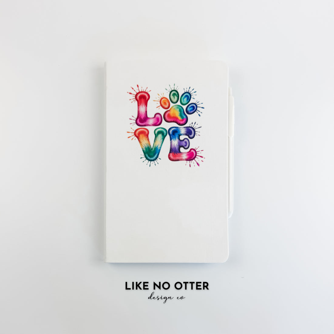 White Love Paw Print Lined Journal