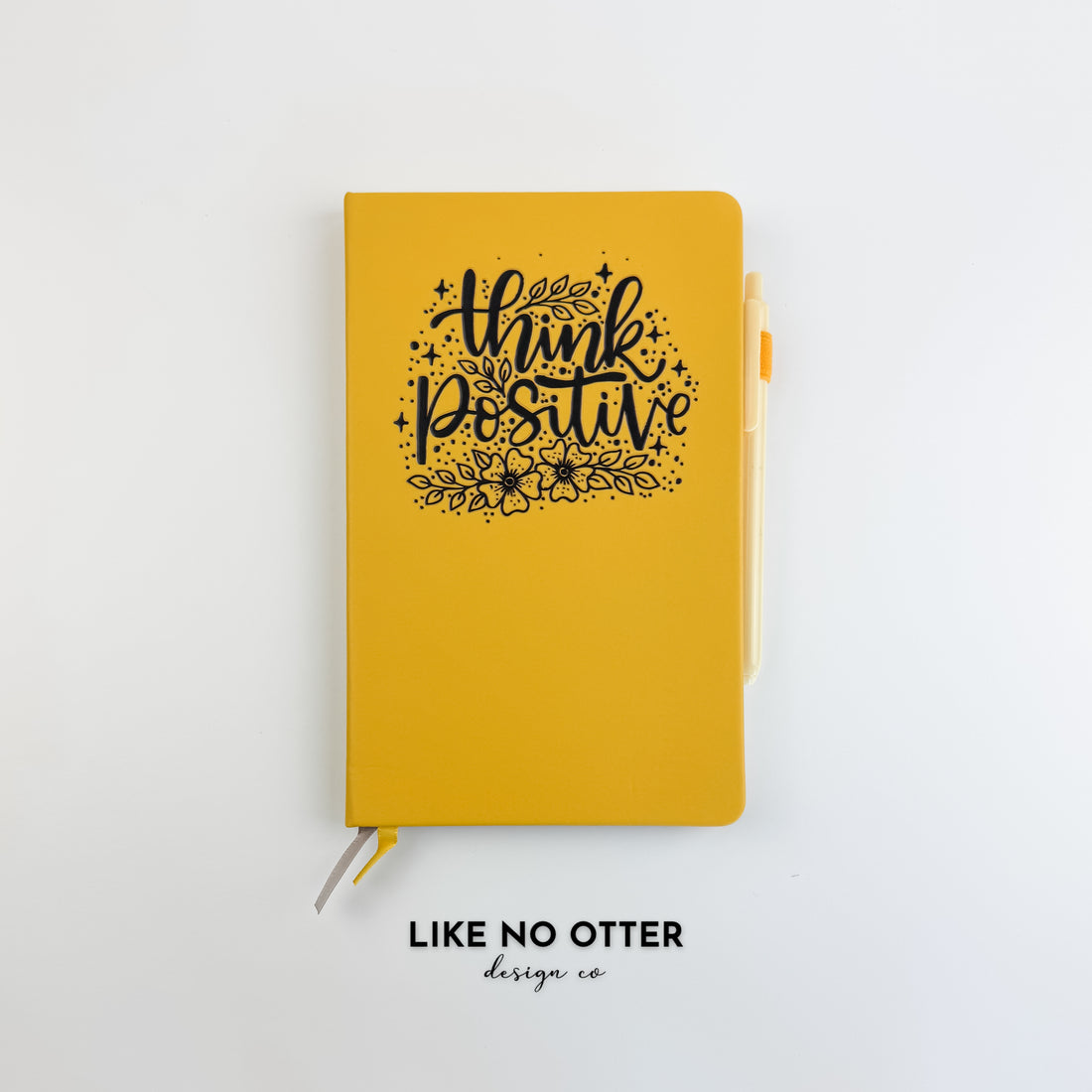 Yellow Think Positive Floral Lined Journal