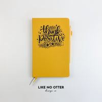 Yellow Think Positive Floral Lined Journal