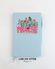 Light Blue Nurse Floral Lined Journal