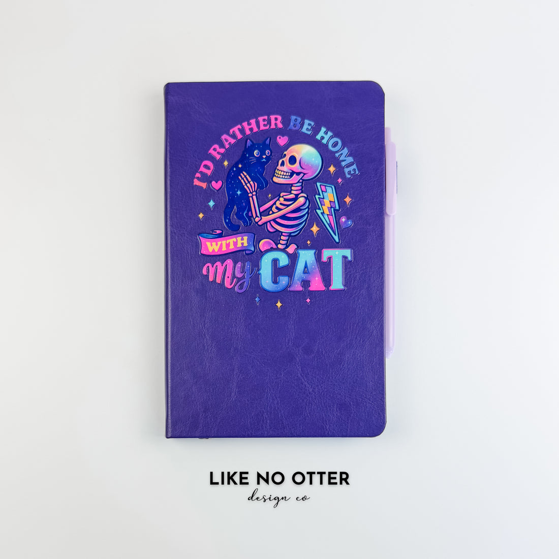 Purple I'd Rather Be Home With My Cat Lined Journal