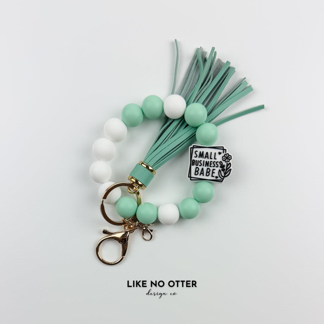 Mint & White Small Business Babe Silicone Wristlet