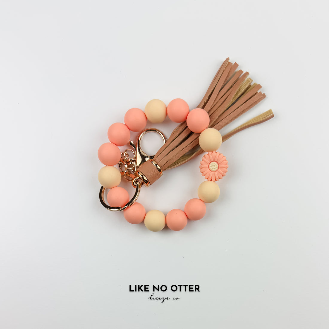 Pink & Cream Flower Silicone Wristlet