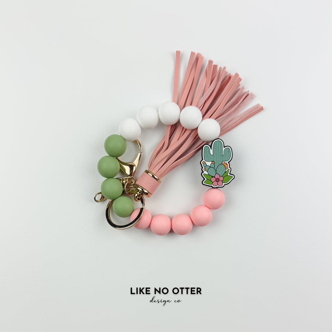 Pink, White & Green Cactus Silicone Wristlet