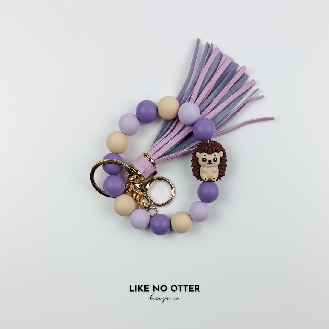 Purple & Tan Hedgehog Silicone Wristlet