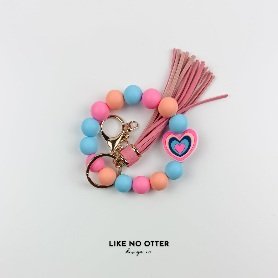 Blue, Pink & Coral Heart Silicone Wristlet