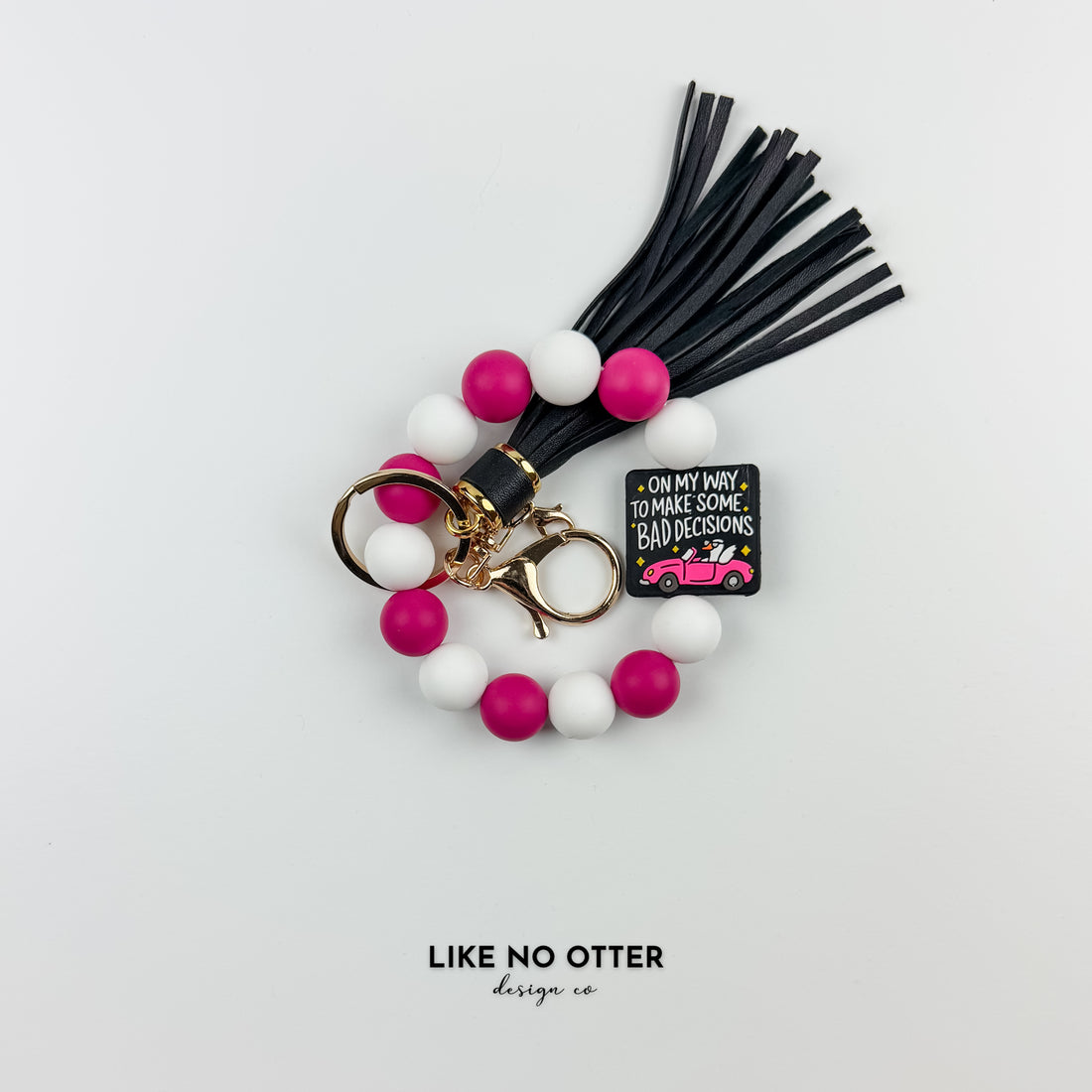 Pink, White & Black On My Way to Make Some Bad Decisions Goose Silicone Wristlet