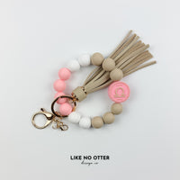Pink & Tan Libra Zodiac Sign Silicone Wristlet