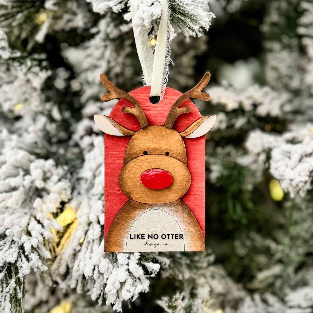 Handmade Reindeer Ornament - Red/Red