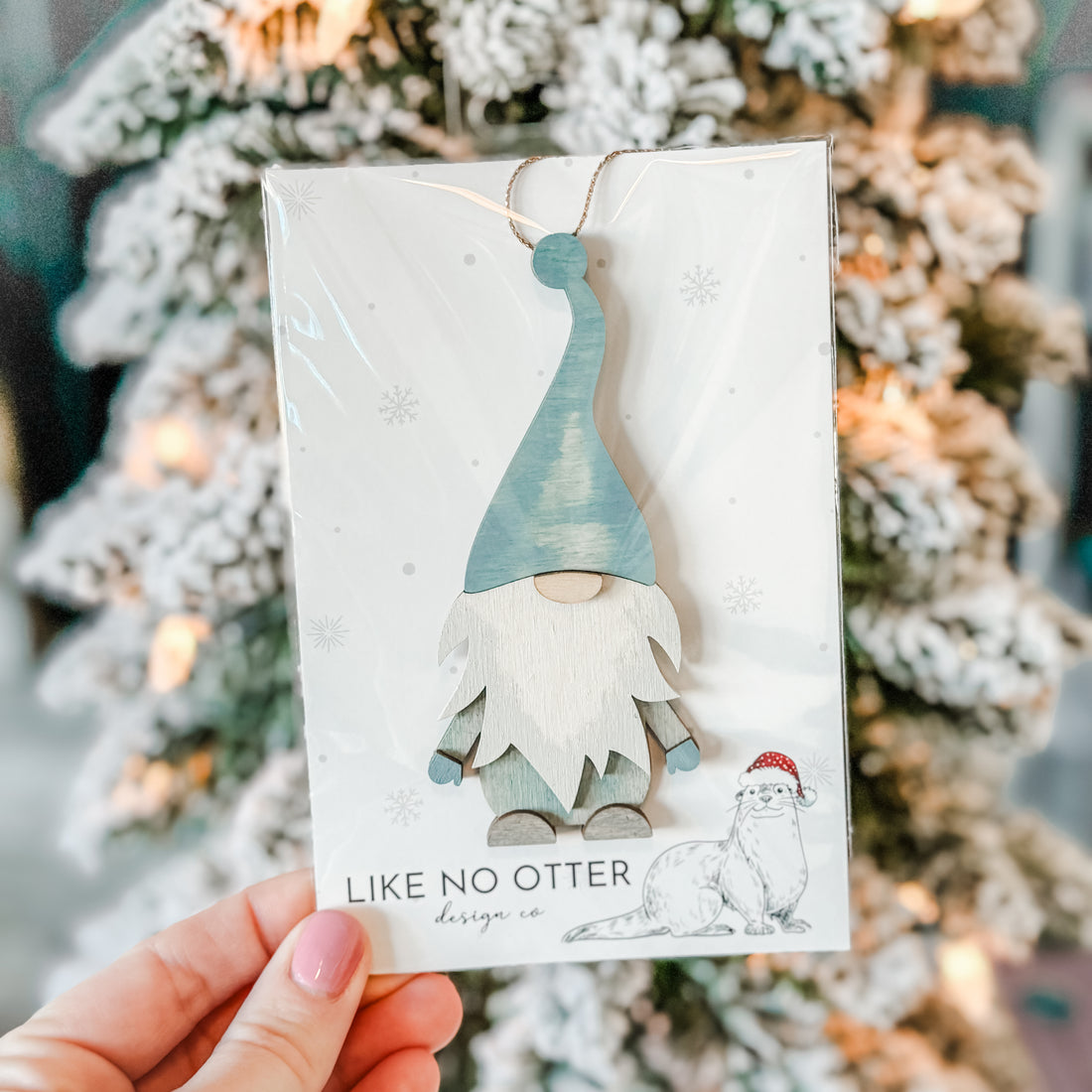 Handmade Gnome Ornament - Baby Blue