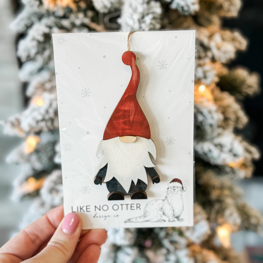 Handmade Gnome Ornament - Red/Navy
