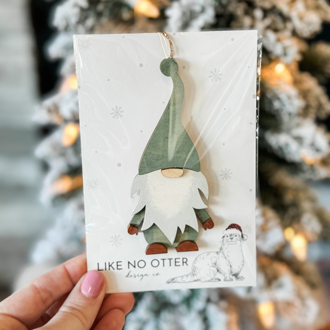 Handmade Gnome Ornament - Green