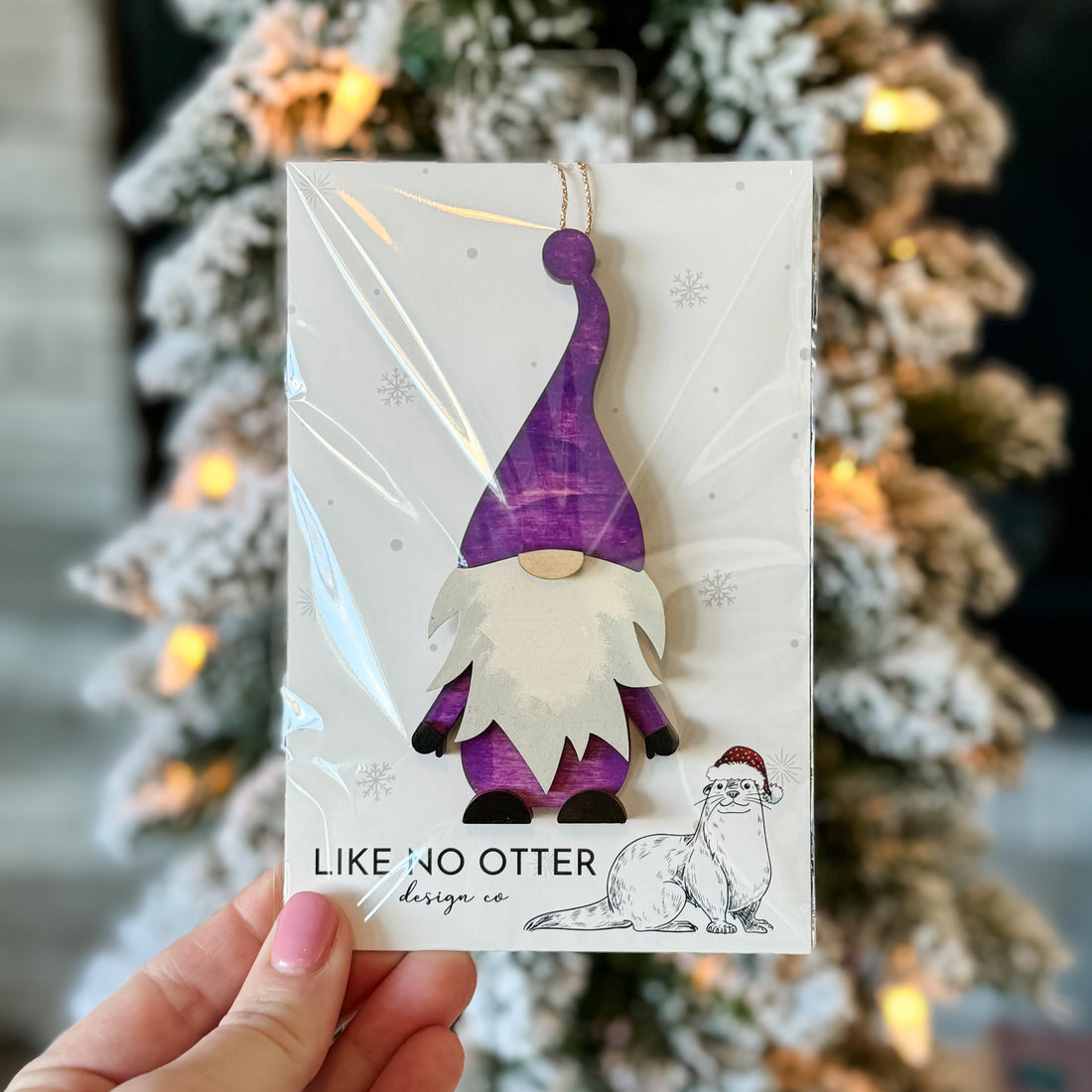Handmade Gnome Ornament - Purple