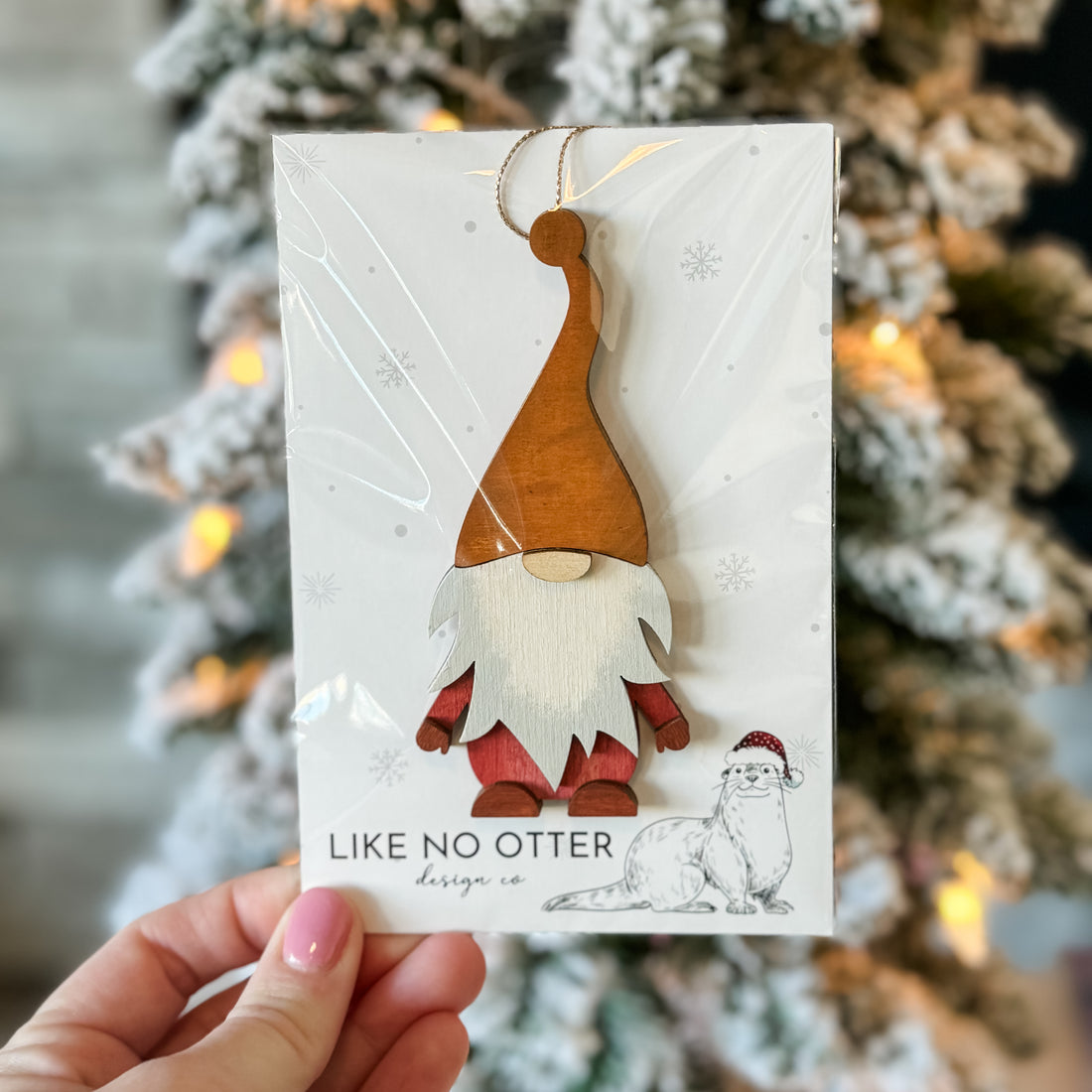 Handmade Gnome Ornament - Brown/Red