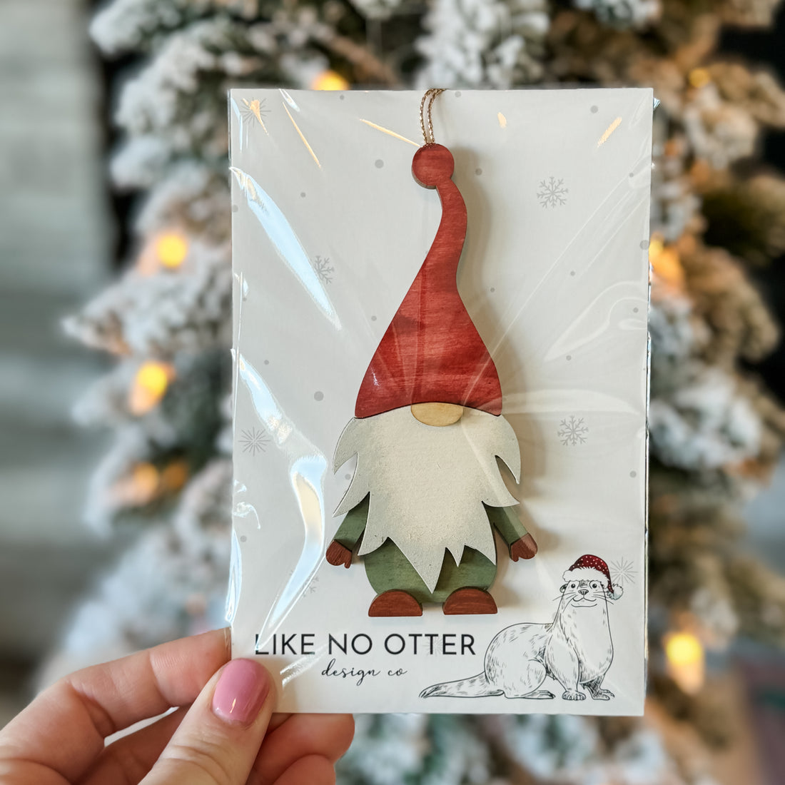 Handmade Gnome Ornament - Red/Green