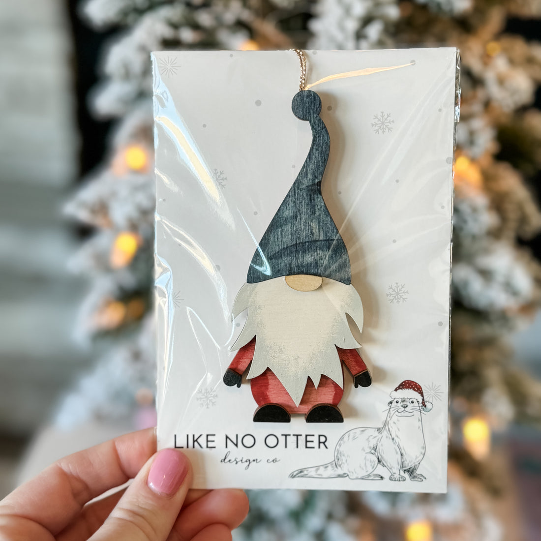 Handmade Gnome Ornament - Navy/Red