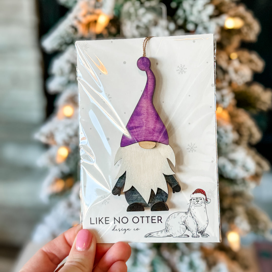 Handmade Gnome Ornament - Purple/Navy