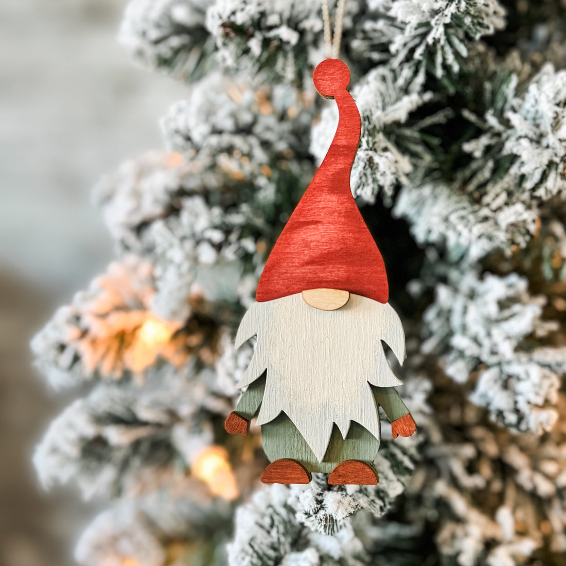 Handmade Gnome Ornament - Red/Green