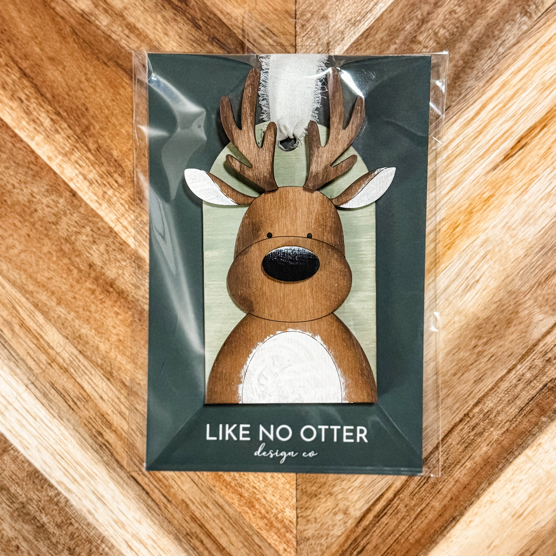 Handmade Reindeer Ornament - Green/Black