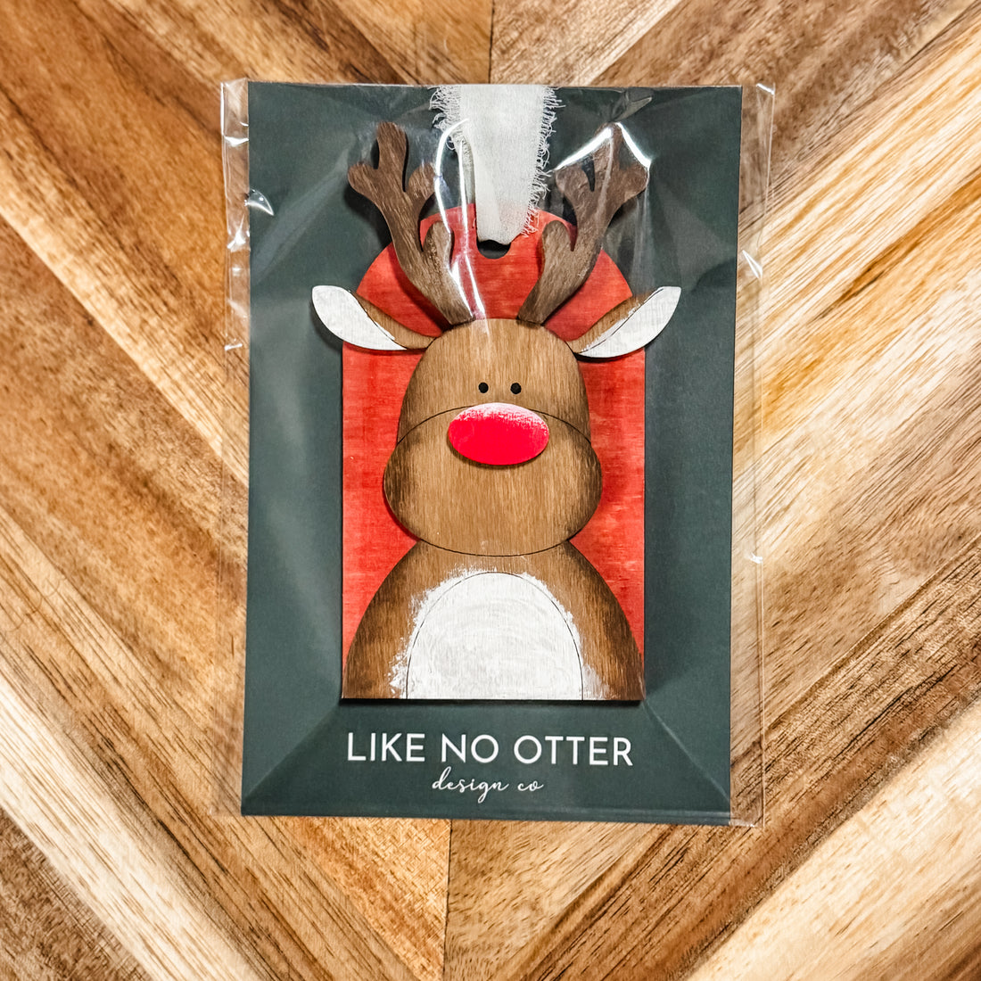 Handmade Reindeer Ornament - Red/Red