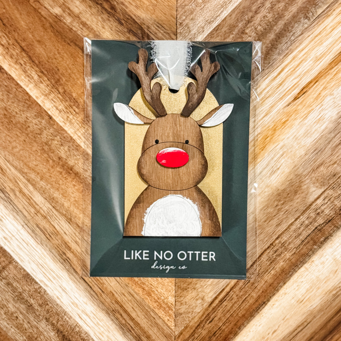 Handmade Reindeer Ornament - Gold/Red