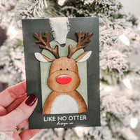 Handmade Reindeer Ornament - Green/Red