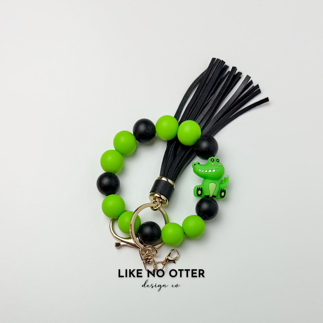 Green, Black, Alligator Silicone Wristlet