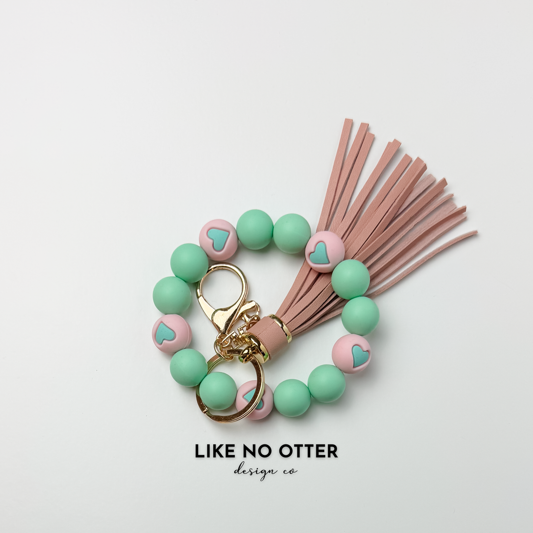Light Pink, Mint, Hearts Silicone Wristlet