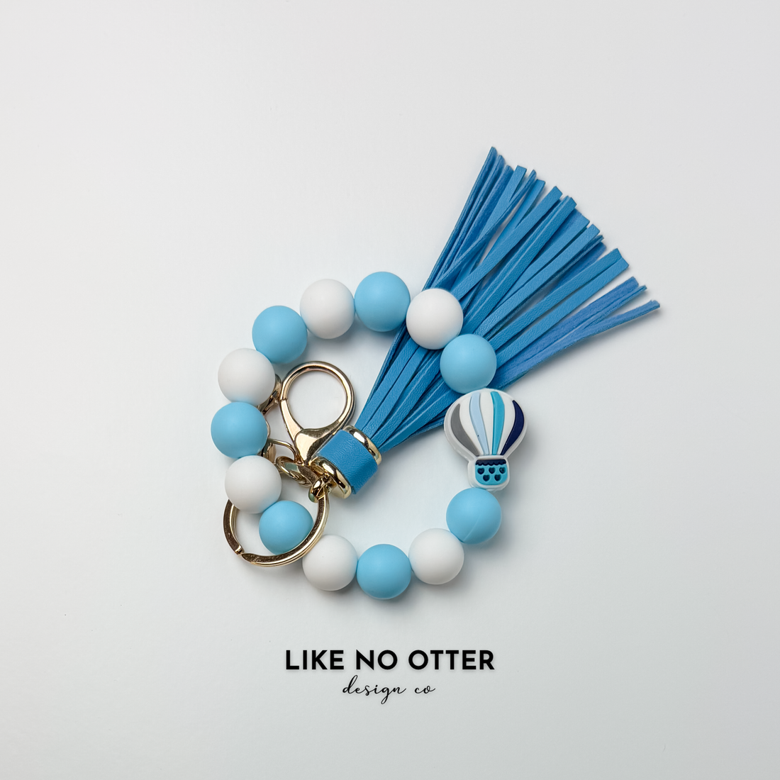 Blue, White, Hot Air Balloon Silicone Wristlet