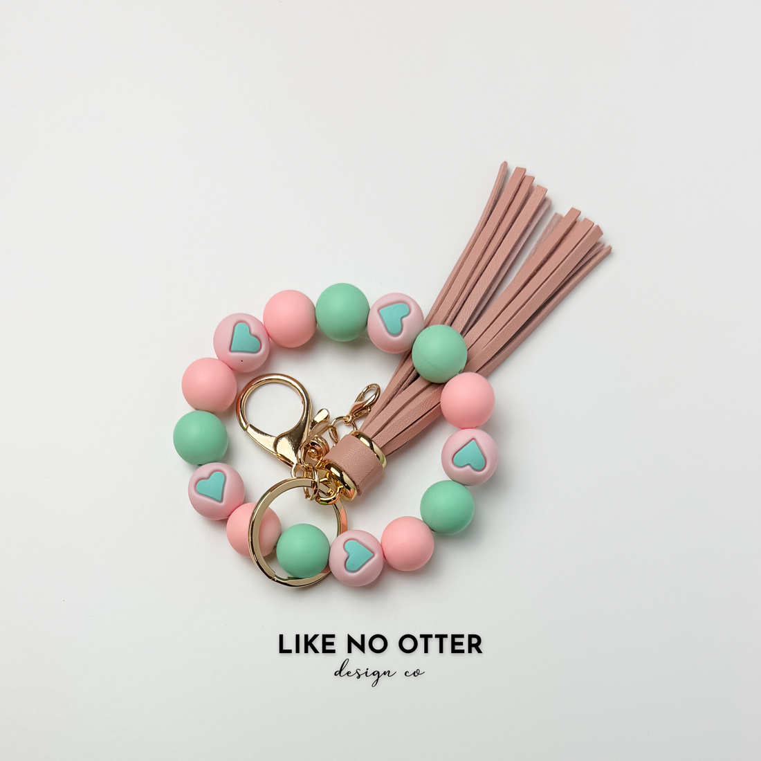 Pink, Mint, Hearts Silicone Wristlet