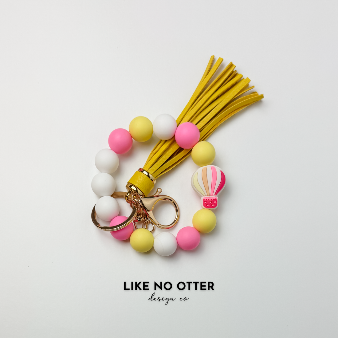 Pink, Yellow, White, Hot Air Balloon Silicone Wristlet