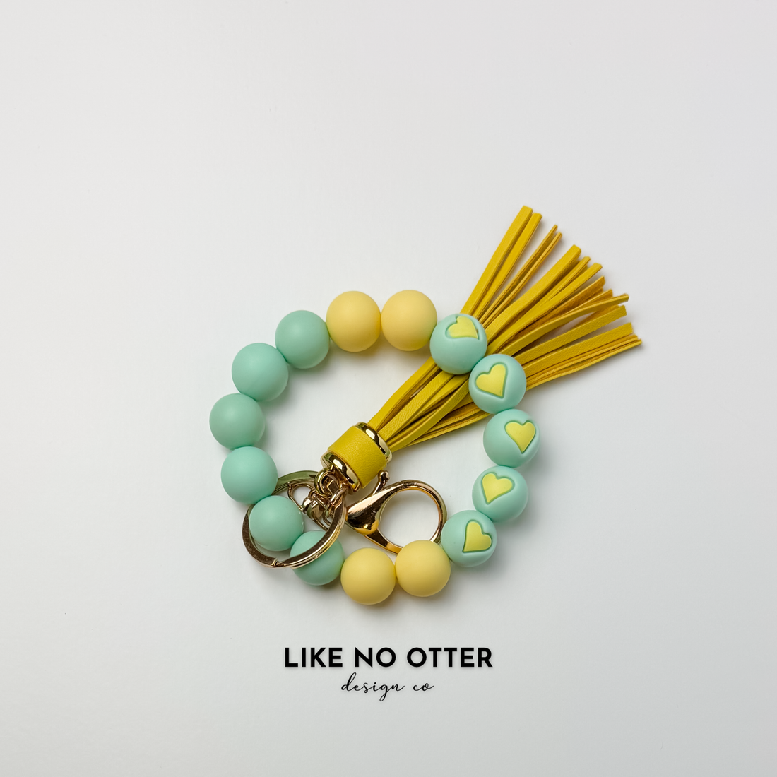 Yellow, Mint, Hearts Silicone Wristlet