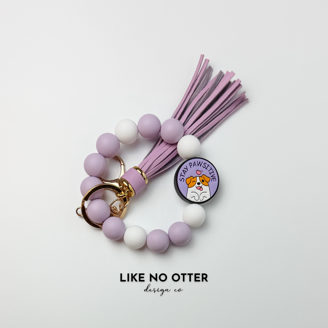 Lavender, White, Stay Pawsitive Silicone Wristlet
