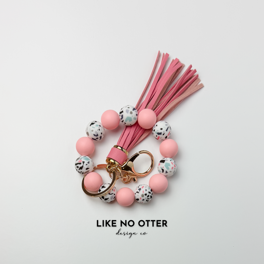 White, Pink, Travertine Silicone Wristlet