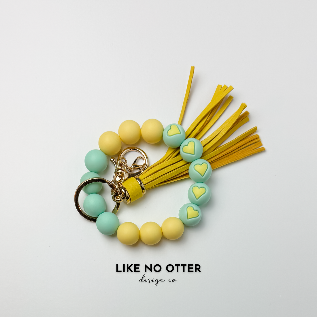Yellow, Mint, Hearts Silicone Wristlet