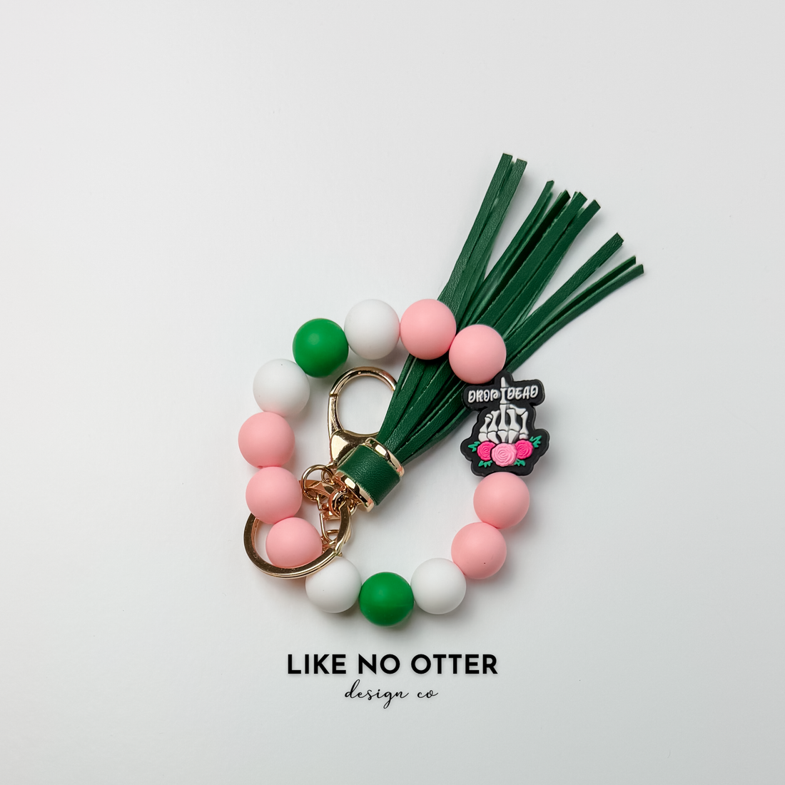 Pink, Green, White, Drop Dead Silicone Wristlet