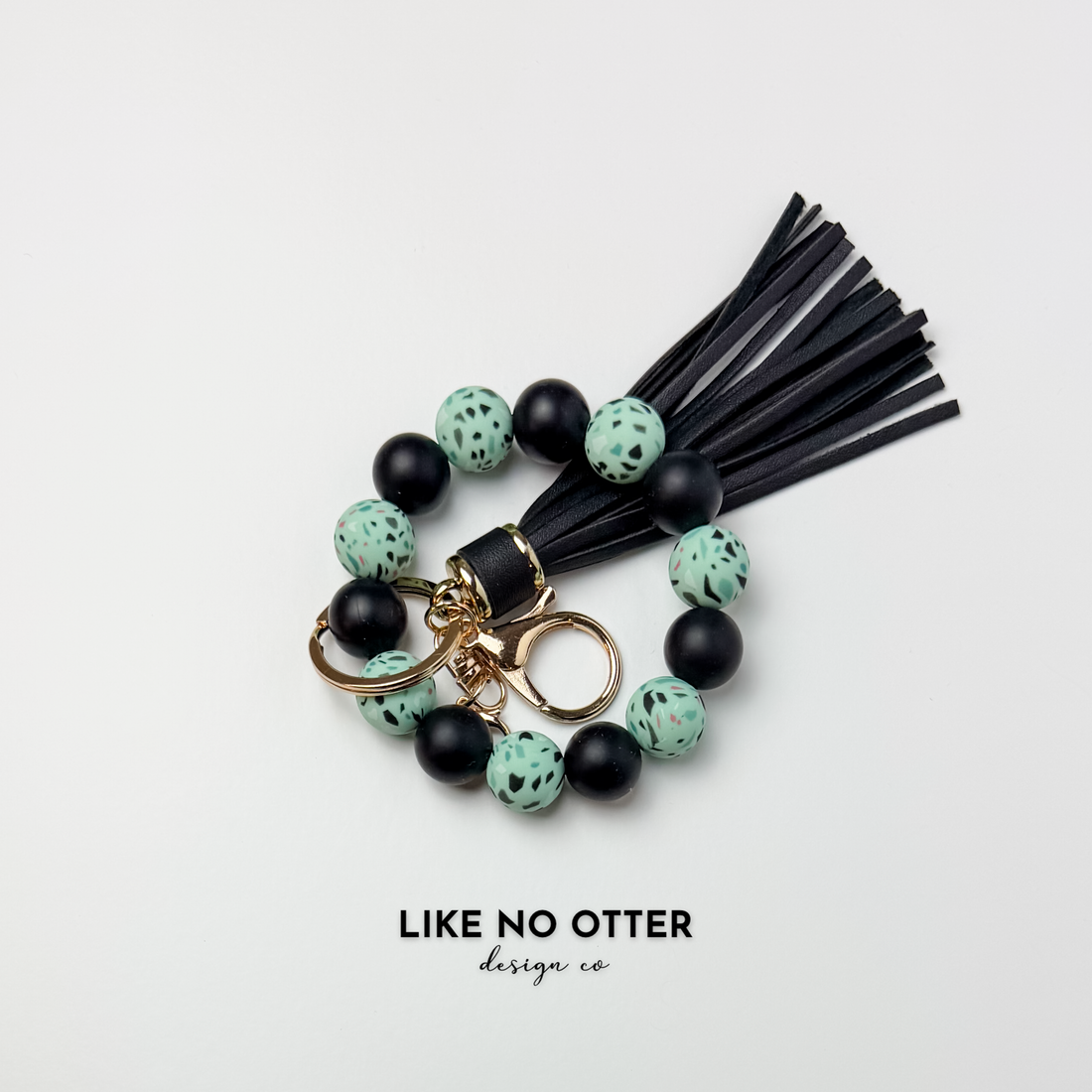Mint, Black & Travertine Silicone Wristlet