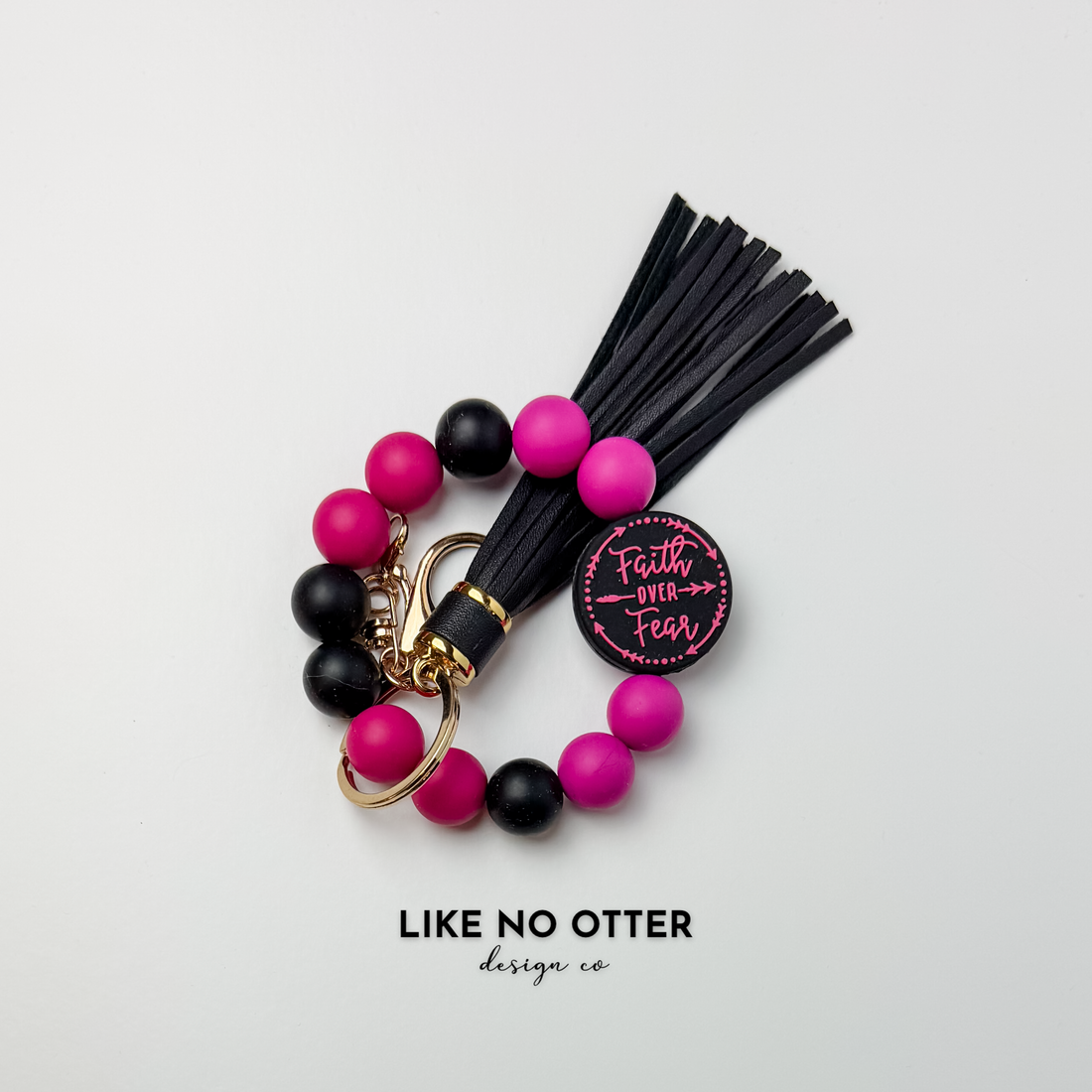Magenta, Black, Faith Over Fear Silicone Wristlet