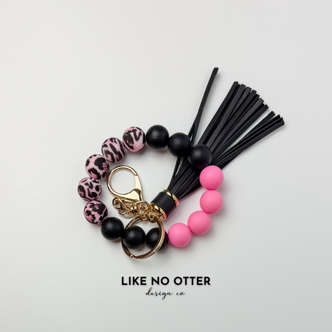 Pink & Black Leopard Print Silicone Wristlet 3