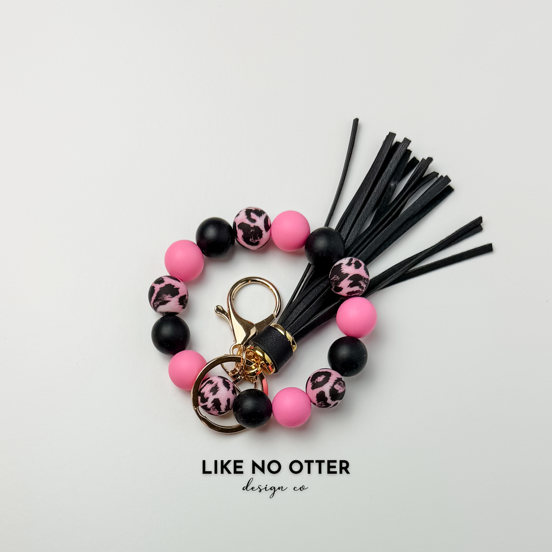 Pink & Black Leopard Print Silicone Wristlet 2