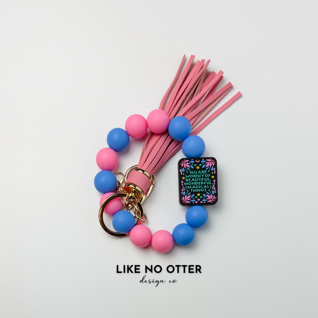 Blue, Pink, You Are Worthy Silicone Wristlet